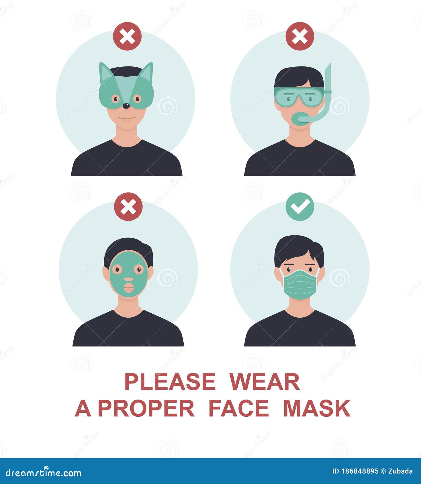 please wear a proper face mask to avoidÃÂ novel coronavirus covid-19. warning or caution sign. funny and trendy  